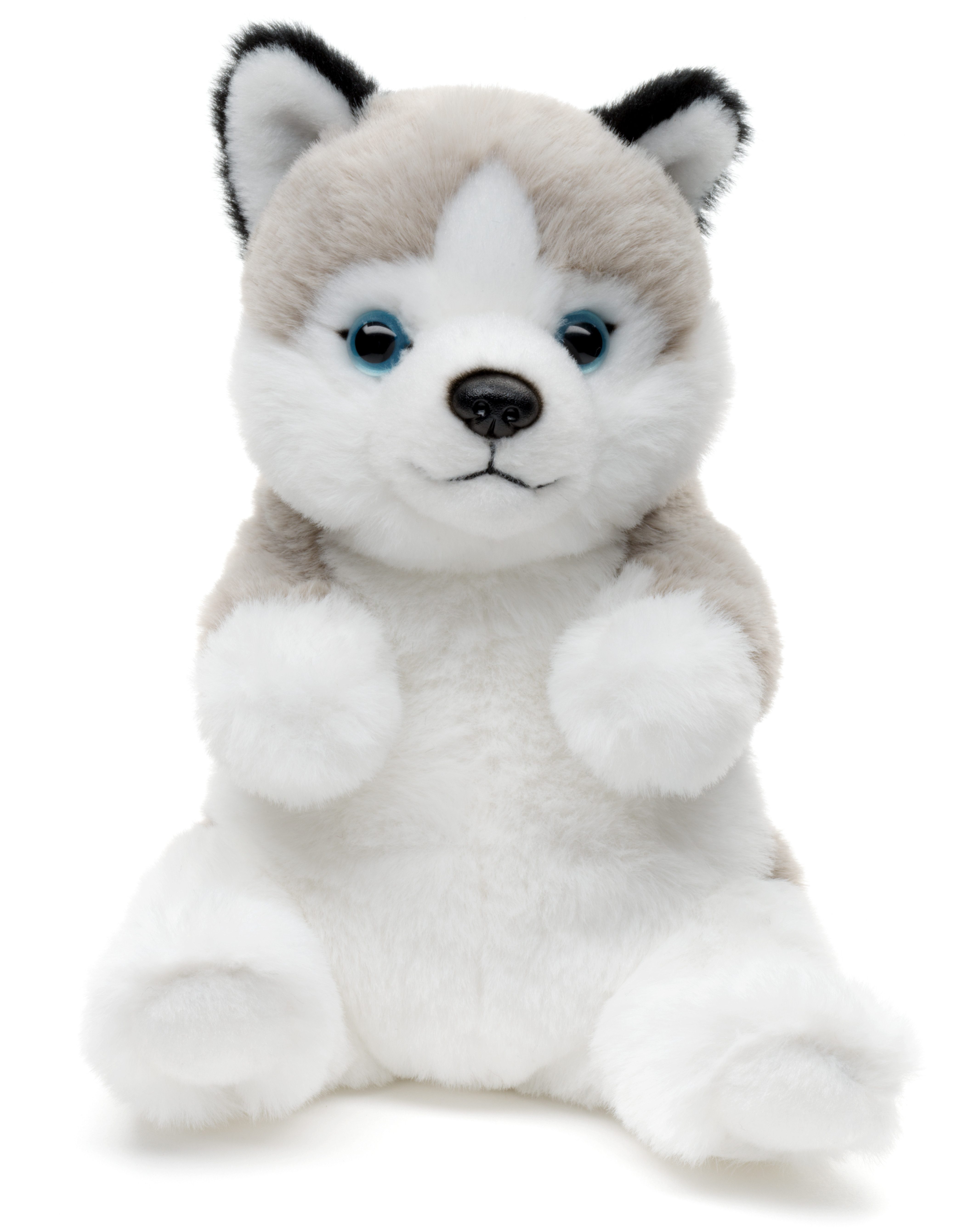 Uni-Toys Kuscheltier Husky, sitzend - 17 cm (Höhe) - Plüsch-Hund - Plüschtier, zu 100 % recyceltes Füllmaterial