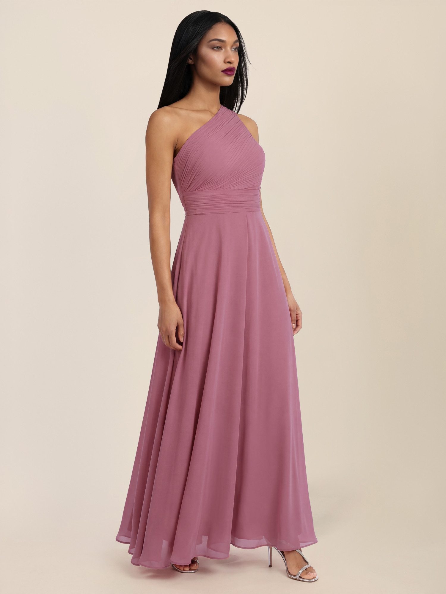 Apart Chiffonkleid mit One-Shoulder-Design günstig online kaufen