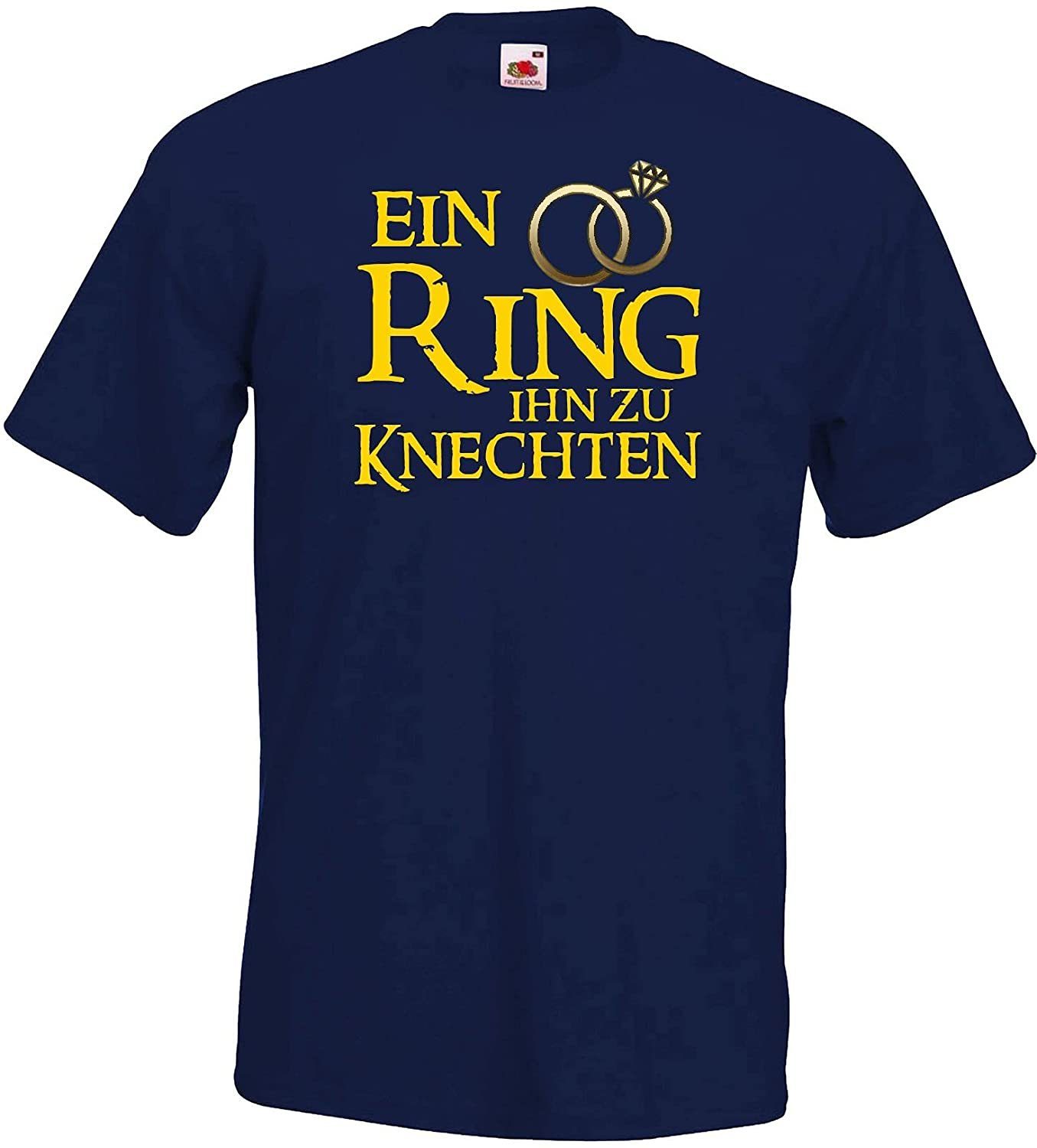 Ihn T-Shirt Print-Shirt lustigem Ring zu Navyblau mit Herren Ein Designz Youth Knechten Spruch