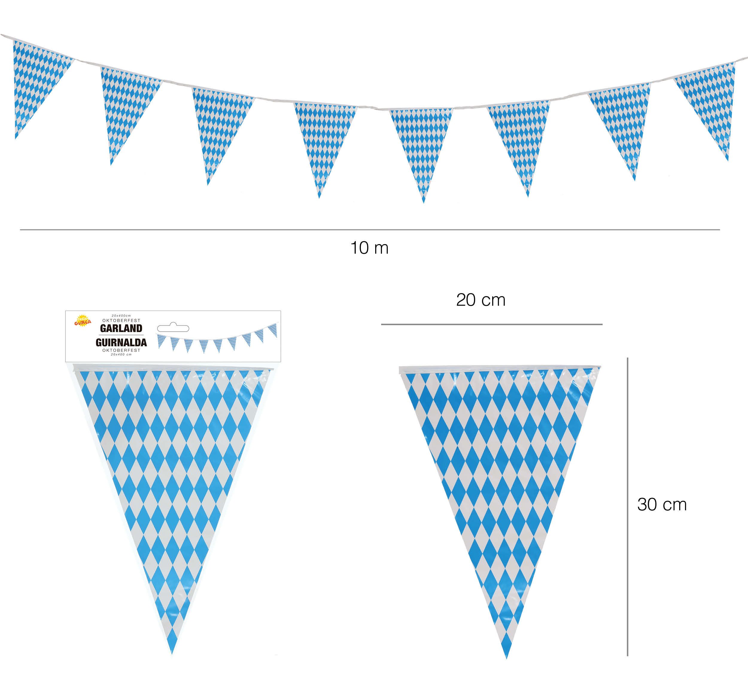 Fiestas Guirca Kostüm, Oktoberfest Banner Party Deko Bayern Fest Blau Weiß Fahne Feier Spaß