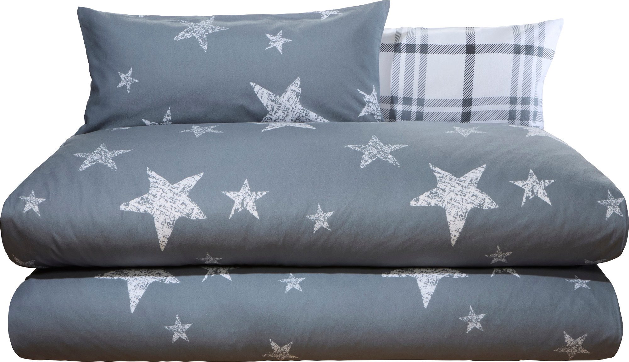 Erwin Müller Bettwäsche Wendebettwäsche Sparpaket 4-teilig, Baumwolle, Karo