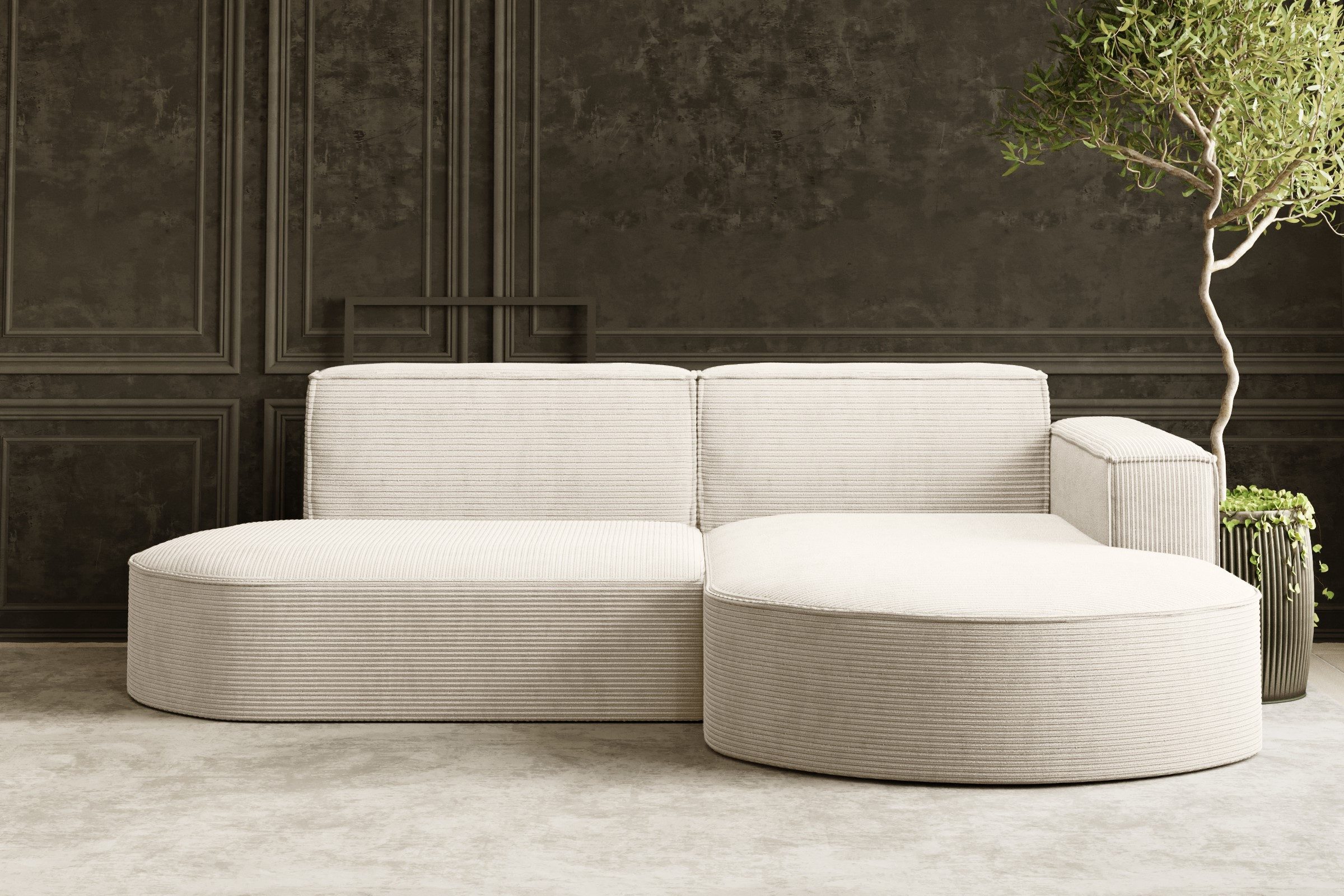 Kaiser Мебель Ecksofa Designer MODENA STUDIO L stoff Cord, Verita,Boucle, Ecksofa, Cord Sofa, L-Form, Links/Rechts wählbar