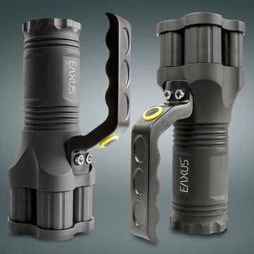 EAXUS LED Taschenlampe Leuchtstarker Handstrahler/Handscheinwerfer mit Griff (1-St), Extrem Hell, 200m Reichweite, 3 Leuchtmodi, Spritzwassergeschützt