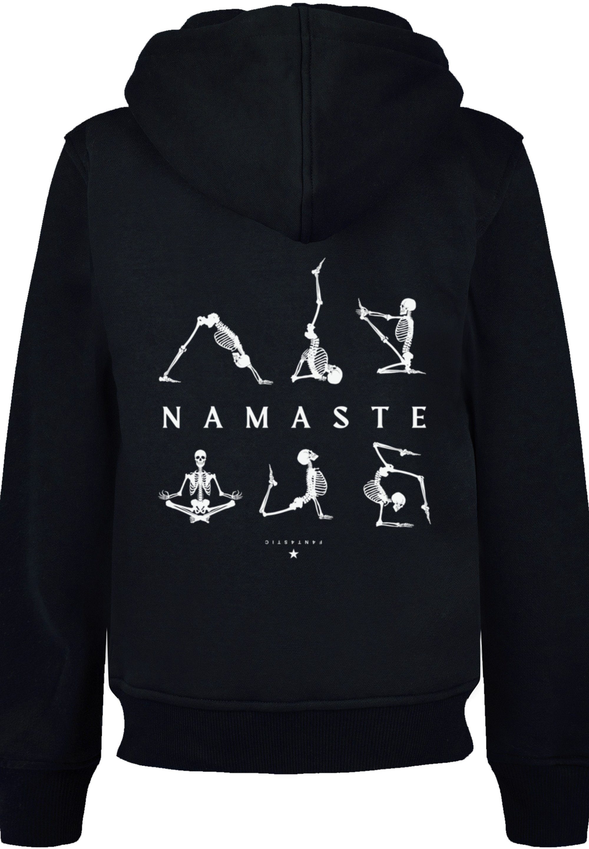 Namaste schwarz Print F4NT4STIC Halloween Yoga Skelett Kapuzenpullover