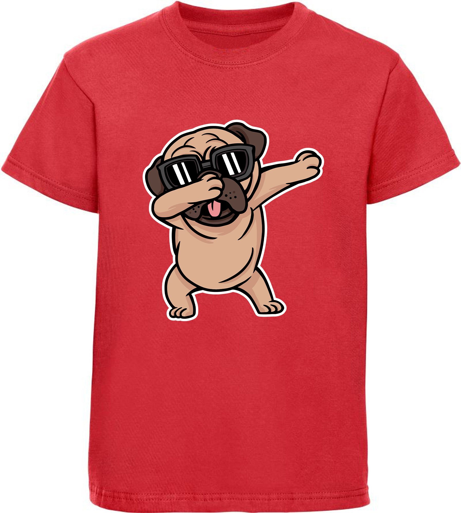 Günstiger Sofortkauf MyDesign24 Print-Shirt Kinder mit Aufdruck, Baumwollshirt mit i239 Cooler bedruckt rot Skateboard Hund T-Shirt - Hunde