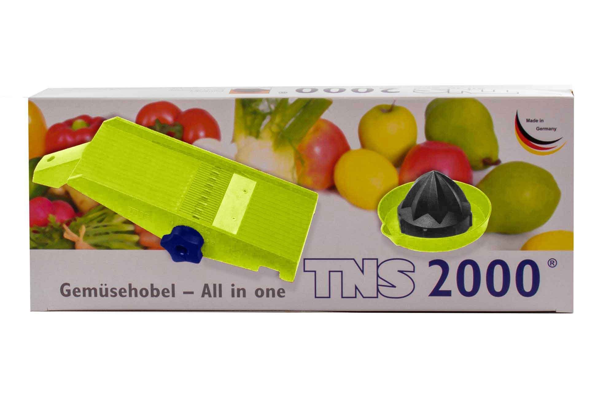 TNS 2000 Gemüsehobel TNS 2000 All in ONE Gemüsehobel Küchenhobel Gemüsereibe Kiwi, Kunststoff, (Hobel mit Restehalter, 2-St) – Bild 3 von 5