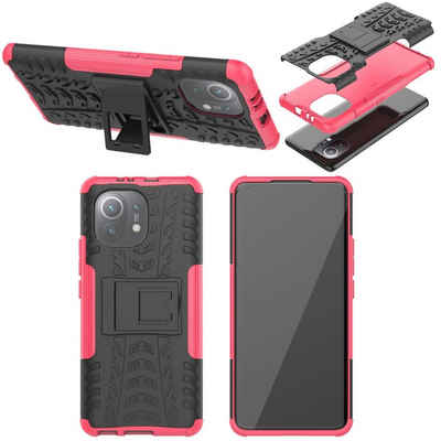 Wigento Handyhülle Für Xiaomi Mi 11 Lite Hybrid Handy Schutz Tasche Outdoor Etuis Hülle Cover Case