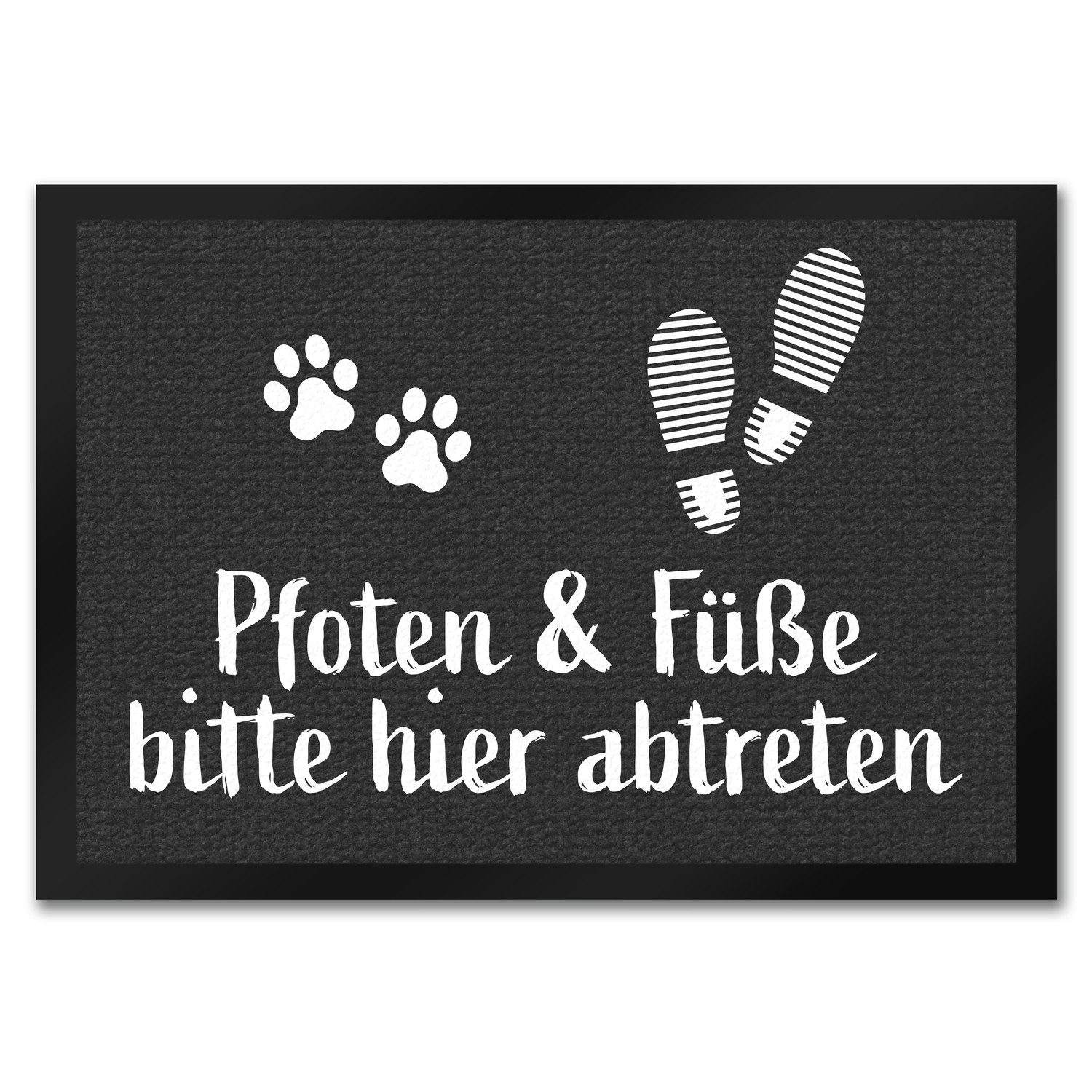 Fußmatte Pfoten und Füße bitte hier abtreten Fußmatte mit Abdruck Motiv Schuhe