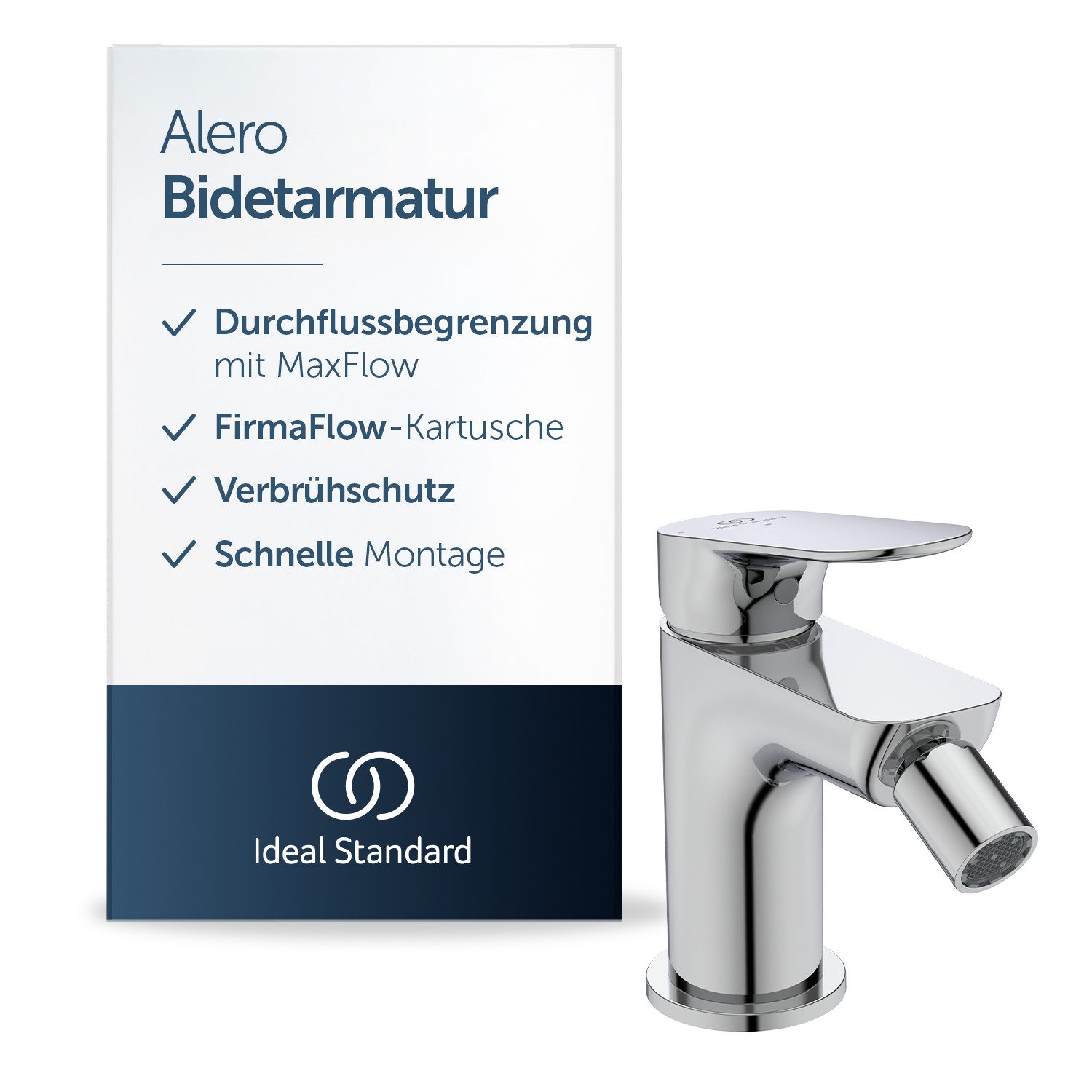 Ideal Standard Bidetarmatur Alero FirmaFlow® Kartusche, Wassersparend, EasyFix® Schnellmontagesystem