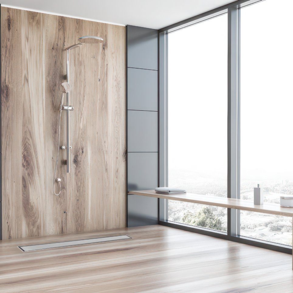 KOLMAN Duschrinne 360-Drain Edelstahl Flach Bodenablauf 50 cm,Komplettset, Abfluss Befliesbar, in Silber