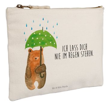 Mr. & Mrs. Panda Kosmetiktasche Bär mit Regenschirm - Weiß - Geschenk, Teddy, Familie, Partner zurück (1-tlg)