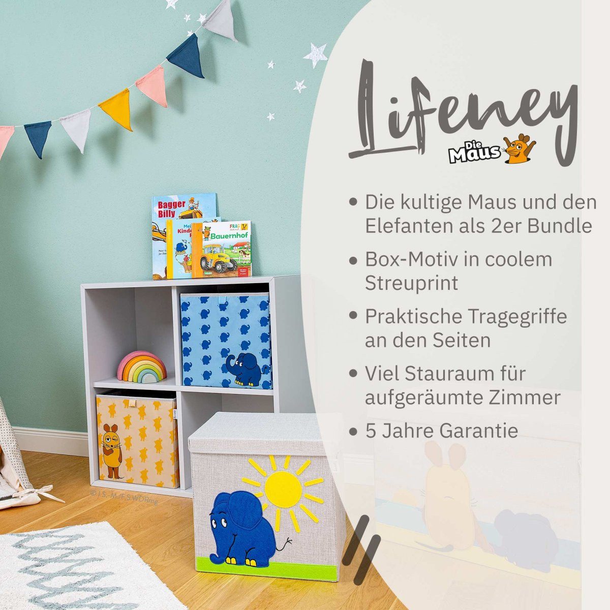 Lifeney Faltbox Aufbewahrungsbox-Set, Kinderzimmer Ordnungshelfer, Spielzeugboxen