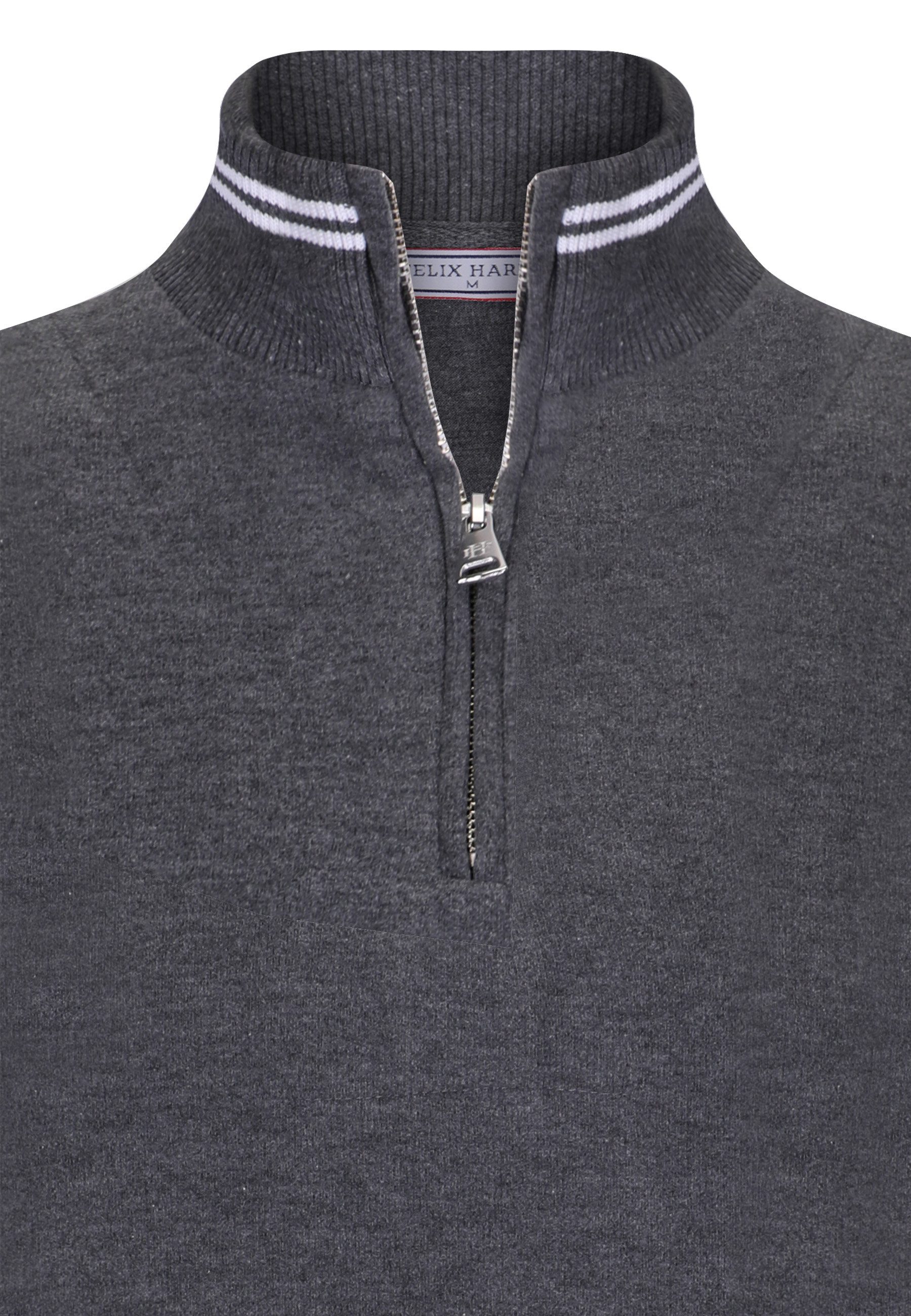 Felix Hardy Stehkragenpullover Strickpullover mit halbem Reißverschluss