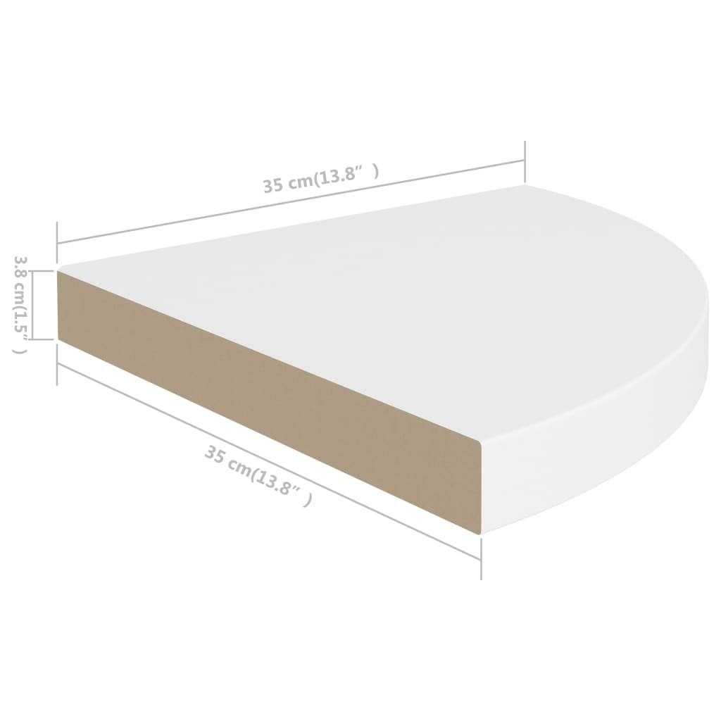 furnicato Wandregal Eck-Schweberegale 2 cm MDF Weiß Stk. 35x35x3,8