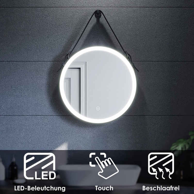 SONNI Badspiegel Badspiegel Rund mit LED Beleuchtung 60cm Lichtspiegel,Schminkspiegel, Touch, Beschlagfrei, Schminkspiegel