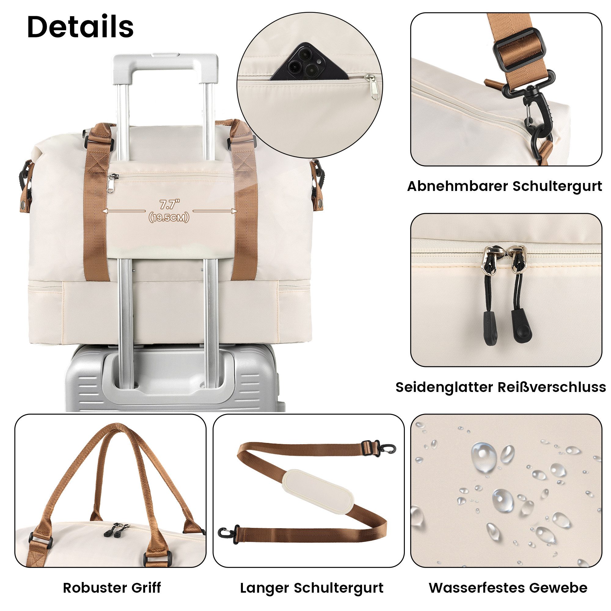 TANTOMI Reisetasche Erweiterbares Reisetasche mit Schuhfach & Kulturbeutel (46x23x32 Handgepäck), Nassfach, Wasserdicht Travel Bag Fitnesstasche Trainingstasche