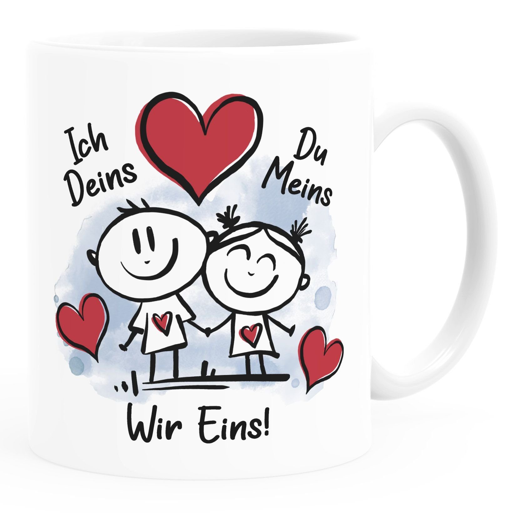 SpecialMe Tasse Kaffee-Tasse Liebe verliebte Strichmännchem Spruch Ich Deins Du Meins Herz Geschenk Valentinstag Jahrestag SpecialMe®, Keramik weiß | Tassen