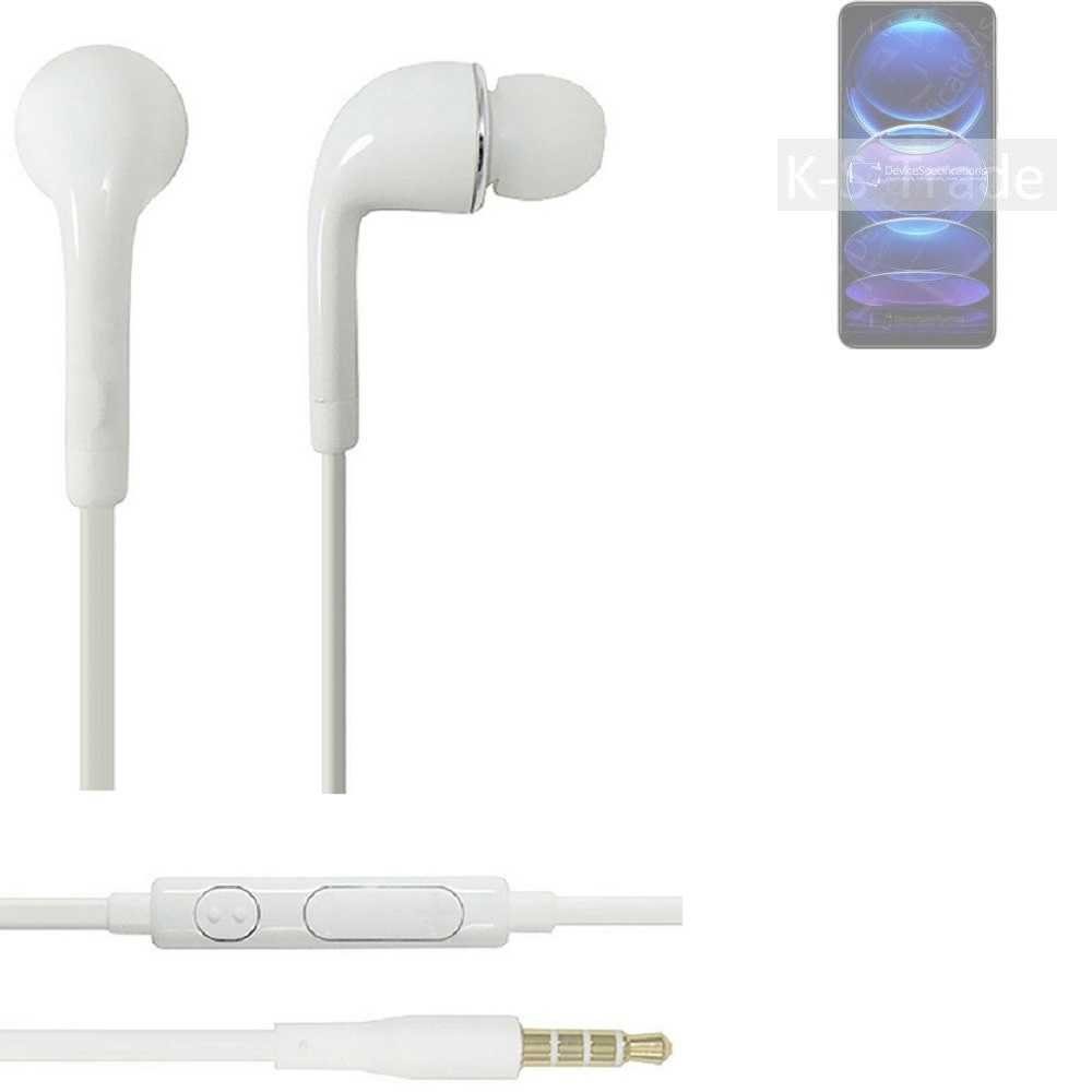 K-S-Trade für Xiaomi Redmi Note 12 Explorer In-Ear-Kopfhörer (Kopfhörer Headset mit Mikrofon u Lautstärkeregler weiß 3,5mm)