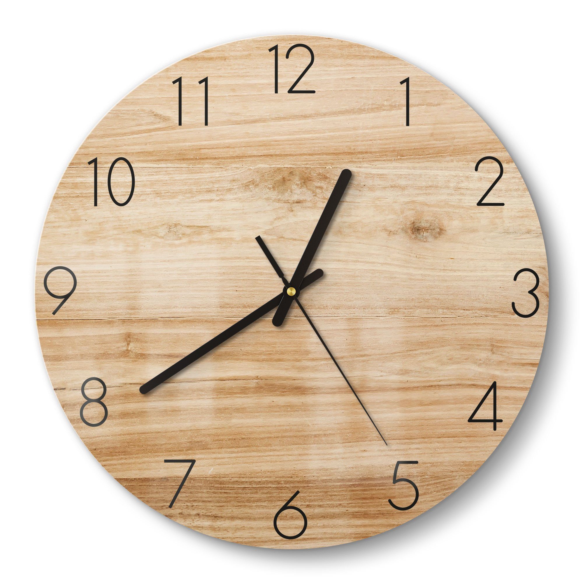 DEQORI Wanduhr 'Holzstruktur detailliert' (Glas Glasuhr günstig online kaufen