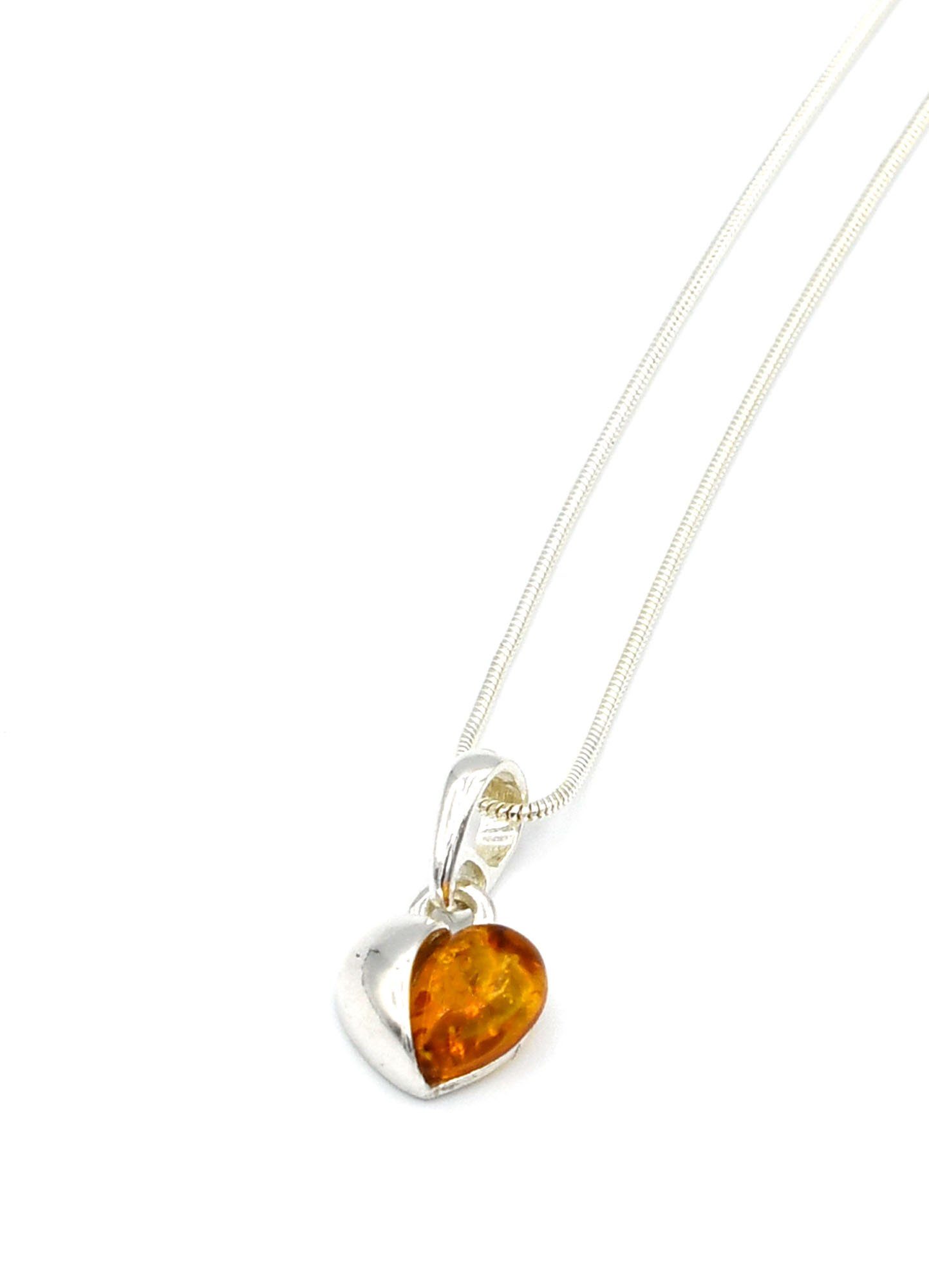 MyBer® Herzanhänger Bernstein honigfarben Herz 1,2cm auf Silberkette 45cm, Ostseebernstein Sterling Silber 925 PMBER94_P1213Y