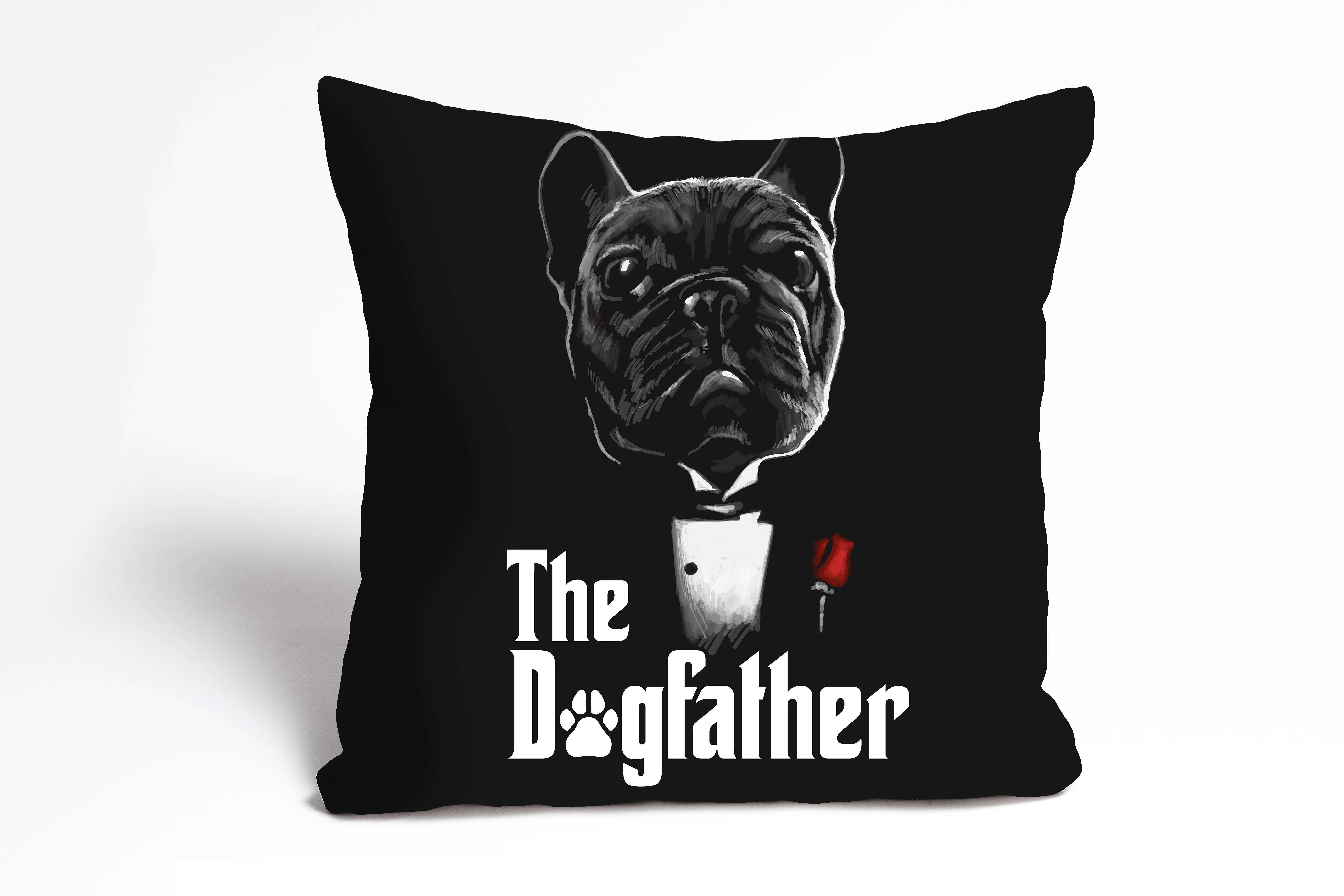 Kissenbezug Dogfather - Hund - Kissenhülle - Zierkissenbezug, queence (1 Stück), 40x40cm - mit Reißverschluss - French Bulldog