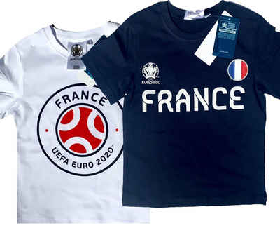 coole-fun-t-shirts T-Shirt 2x FRANKREICH Kinder T-Shirt EURO 2020 / 2021 Fußball Trikot Shirt DOPPELPACK NAVY und WEISS Europameisterschaft Jungen + Mädchen 6 8 10 12 Jahre Gr.116 128 140 152