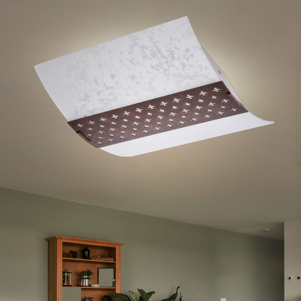 etc-shop LED Deckenleuchte, Leuchtmittel Beleuchtung Warmweiß, weiß inklusive, LED Wohn Lampe Zimmer Design Glas 2er Decken Set