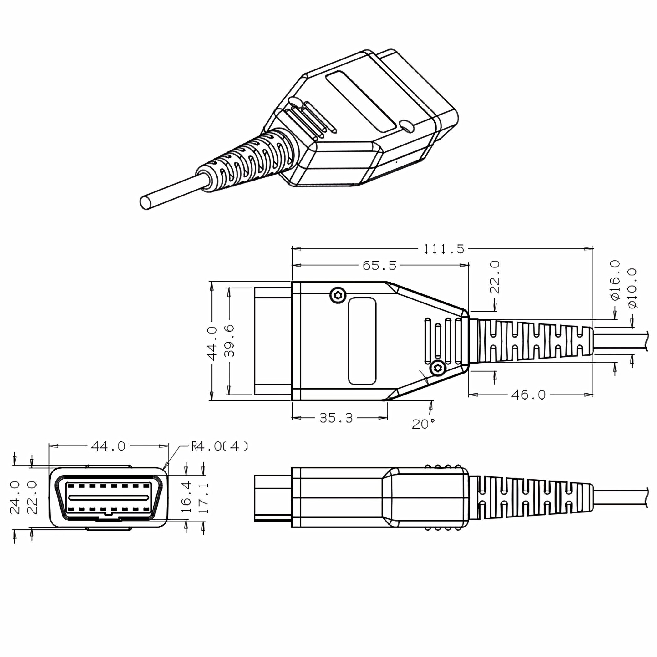 Bolwins H85 OBD2 Diagnose Buchse 16Pin Ersatz Reparatur Konfektionierung Auto Auto-Adapter