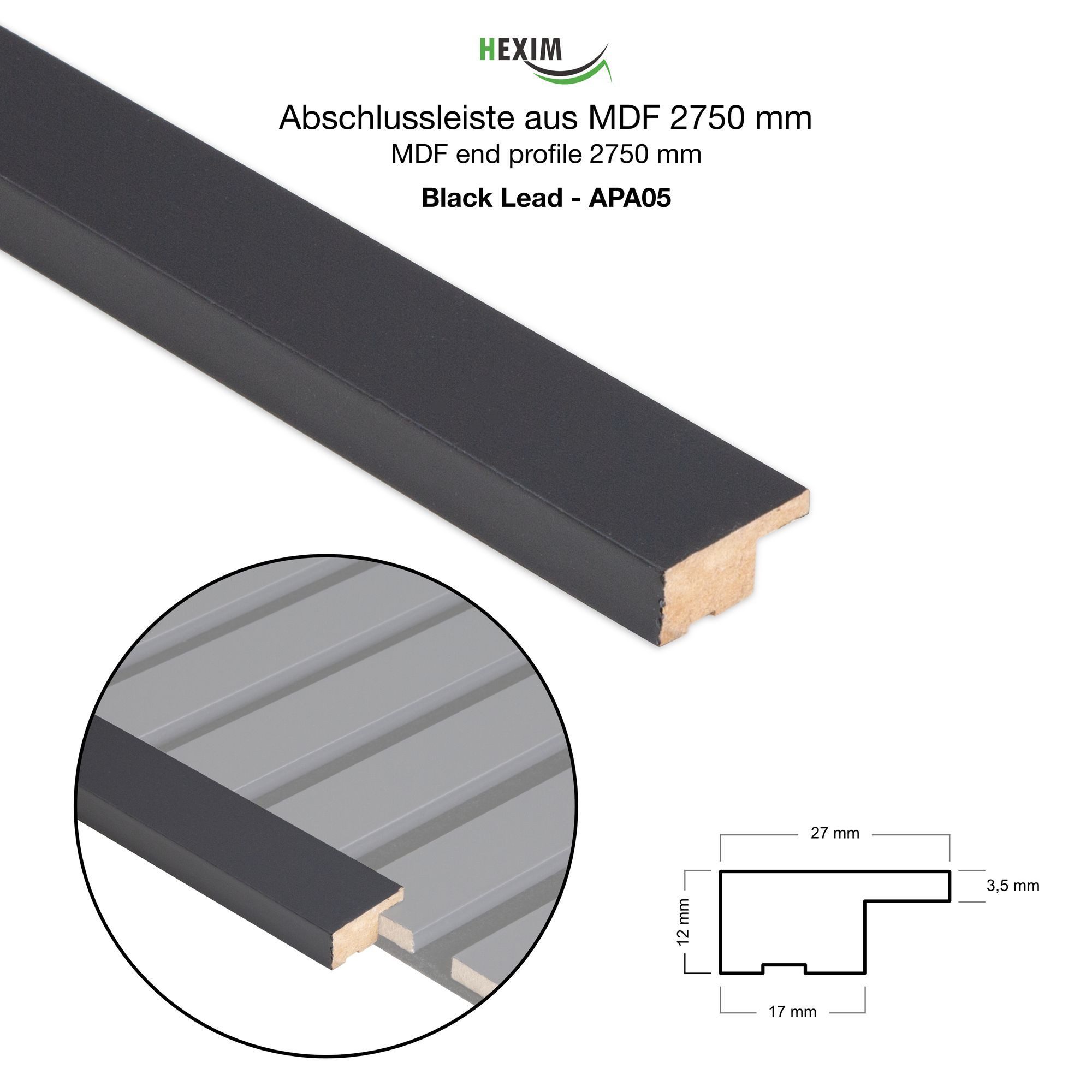 Hexim Wanddekoobjekt APA05 (Abschlussleiste 275x2,7cm passend für unsere Ak günstig online kaufen