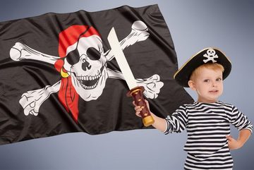 PHENO FLAGS Flagge Piraten Flagge 90 x 150 cm Piratenflagge Fahne Pirat (Hissflagge für Fahnenmast), Inkl. 2 Messing Ösen