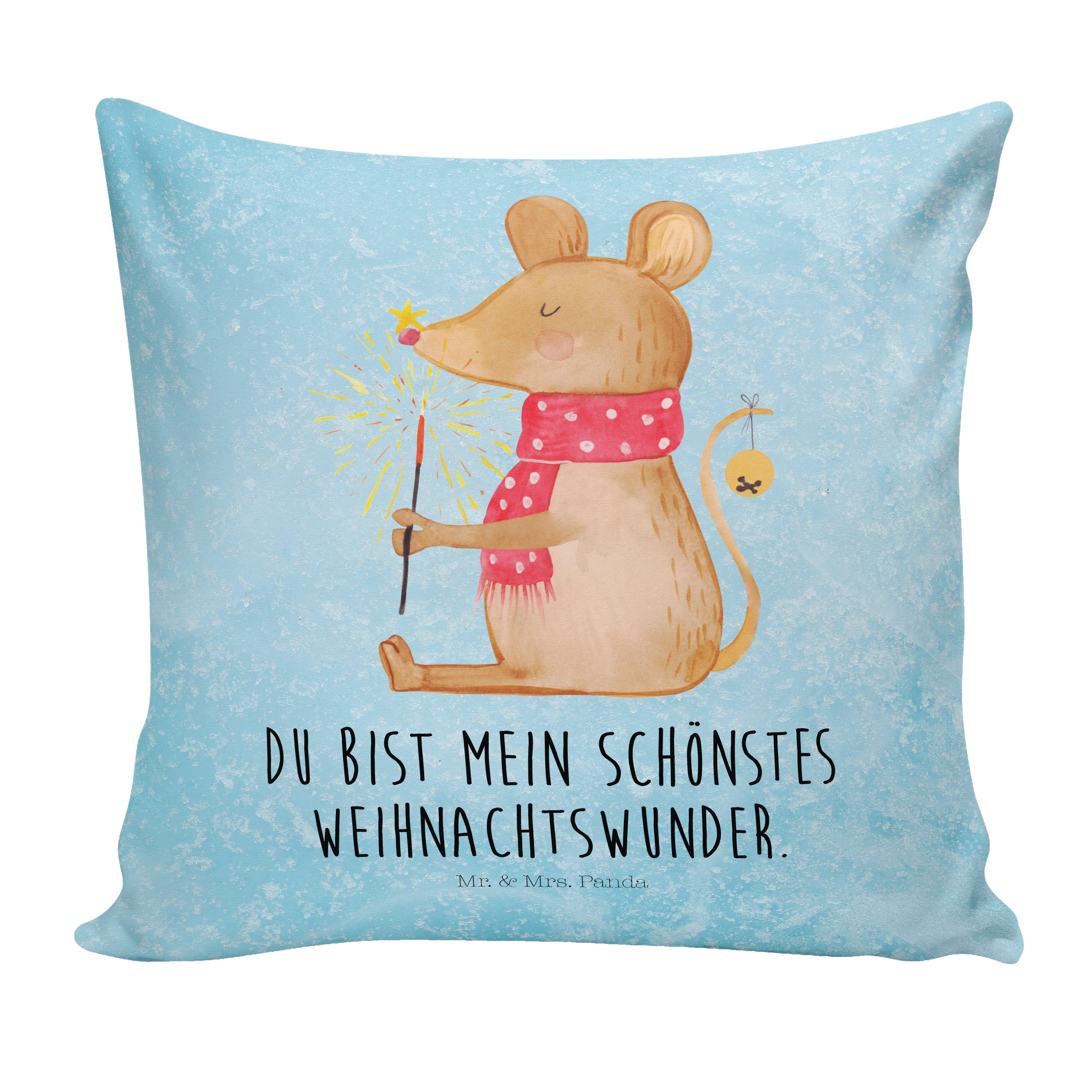 Mr. & Mrs. Panda Dekokissen »Weihnachtsmaus Eisblau Geschenk