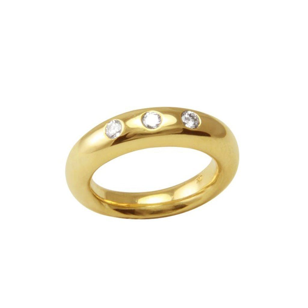 SKIELKA DESIGNSCHMUCK Goldring Diamant Ring "Trio" 0,30 ct. (Gelbgold 750), hochwertige Goldschmiedearbeit aus Deutschland