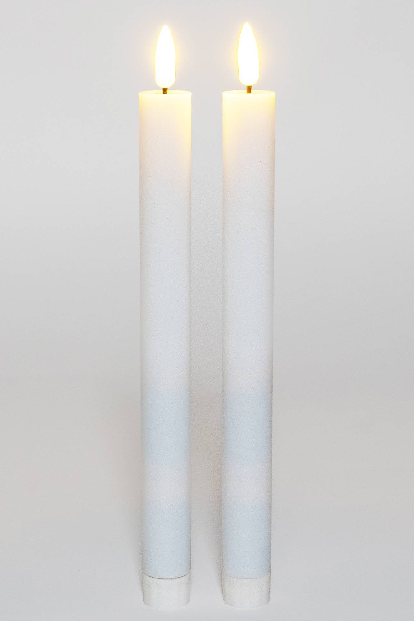 Coen Bakker Deco BV LED-Kerze (Set, 2-tlg), Stabkerzen weiß 2 Stück 6/18h Timer 25cm Kunststoff