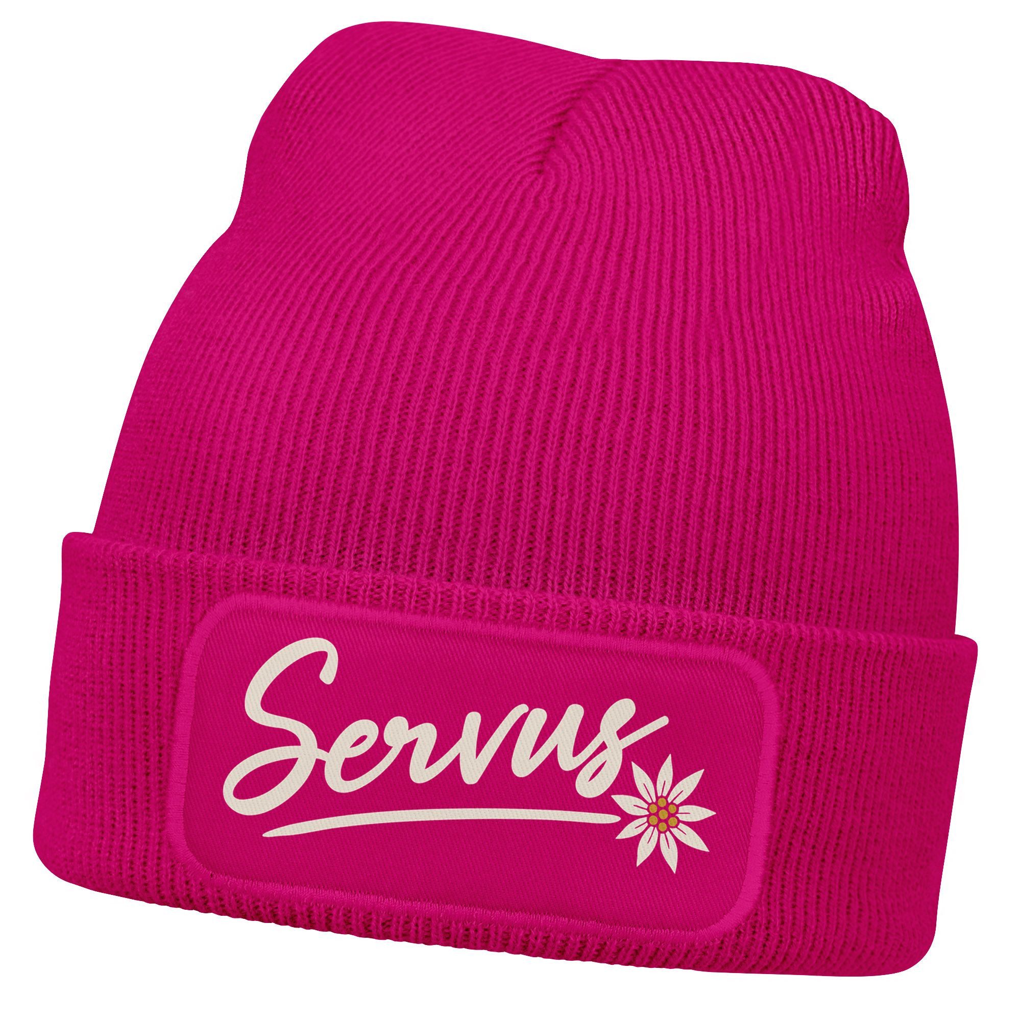 MoonWorks Strickmütze Damen Beanie mit Patch Strickmütze Spruch Servus Mei günstig online kaufen