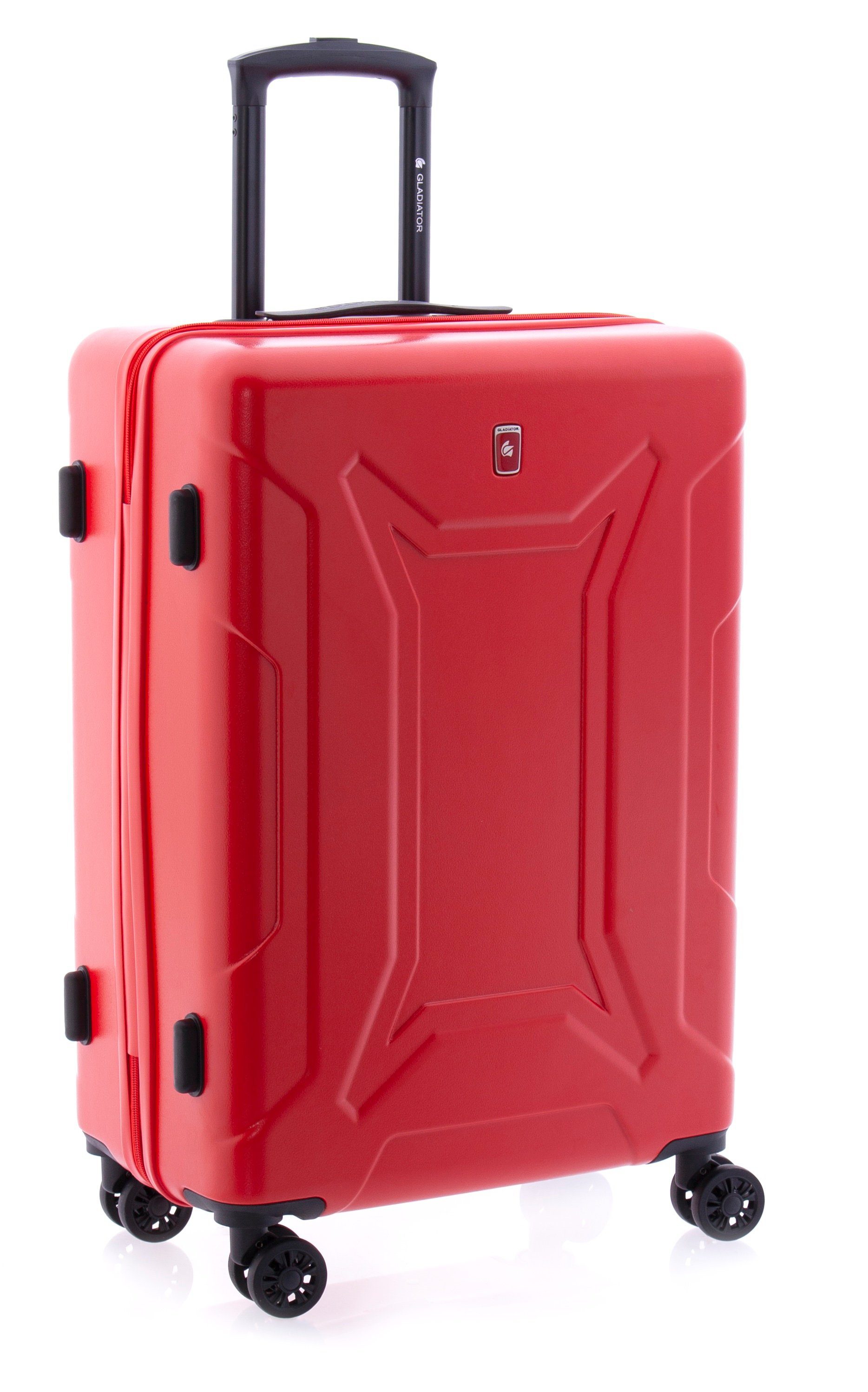 GLADIATOR Hartschalen-Trolley Koffer XL-78 cm, 3,8kg, 4 Rollen TSA, 4 Farben rot