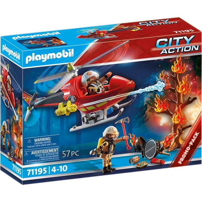 Playmobil® Konstruktions-Spielset Feuerwehr-Hubschrauber (71195) City Action (57 St) Made in Germany