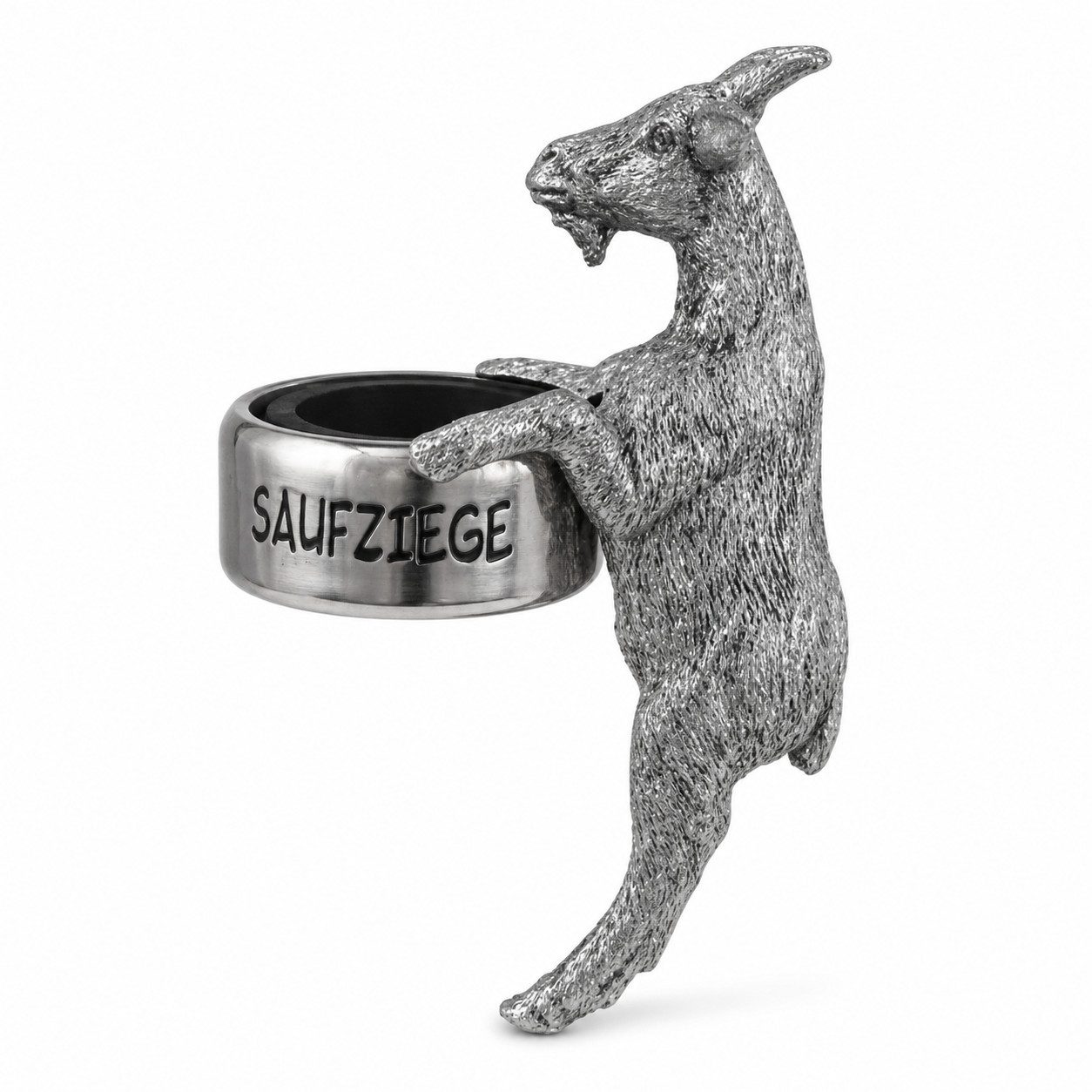 Gehlmann Flaschenverschluss Flaschenring Ziege Silber - Saufziege