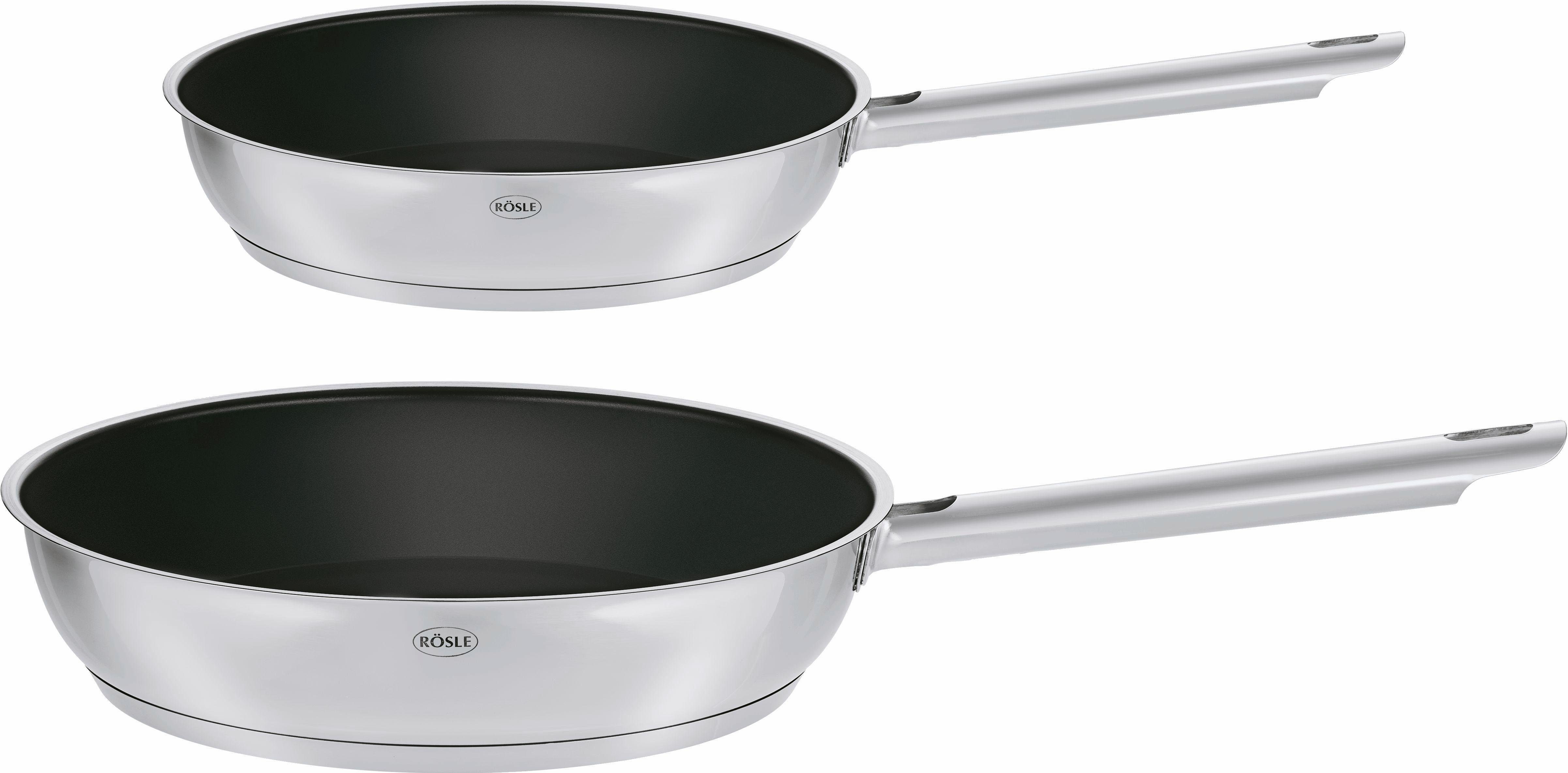 RÖSLE Pfannen-Set ELEGANCE, Edelstahl 18/10 (Set, 2-tlg., 1x Bratpfanne Ø 20 cm, 1x Bratpfanne Ø 28 cm), Antihaftversiegelung, spülmaschinengeeignet, Induktion