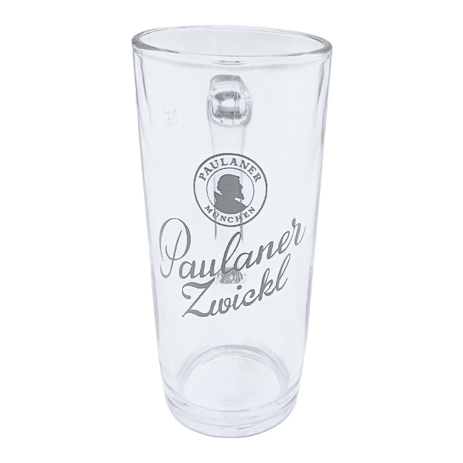 Paulaner Brauerei Bierkrug Zwickl 0,5 l geeicht – Original Glaskrug im Brauerei-Design, Original Paulaner Glaskrug