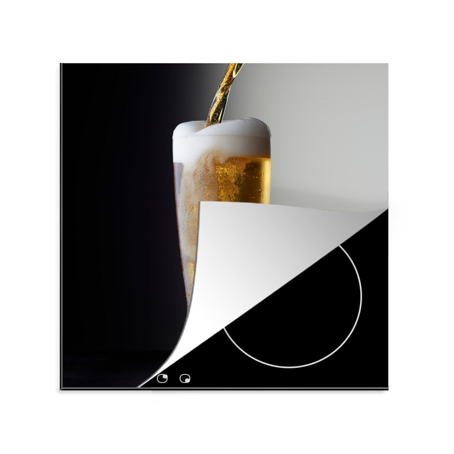 Hintergrund, Arbeitsplatte für Vinyl, Bier MuchoWow tlg), Herdblende-/Abdeckplatte 78x78 Leckeres cm, küche (1 auf Ceranfeldabdeckung, schwarzem