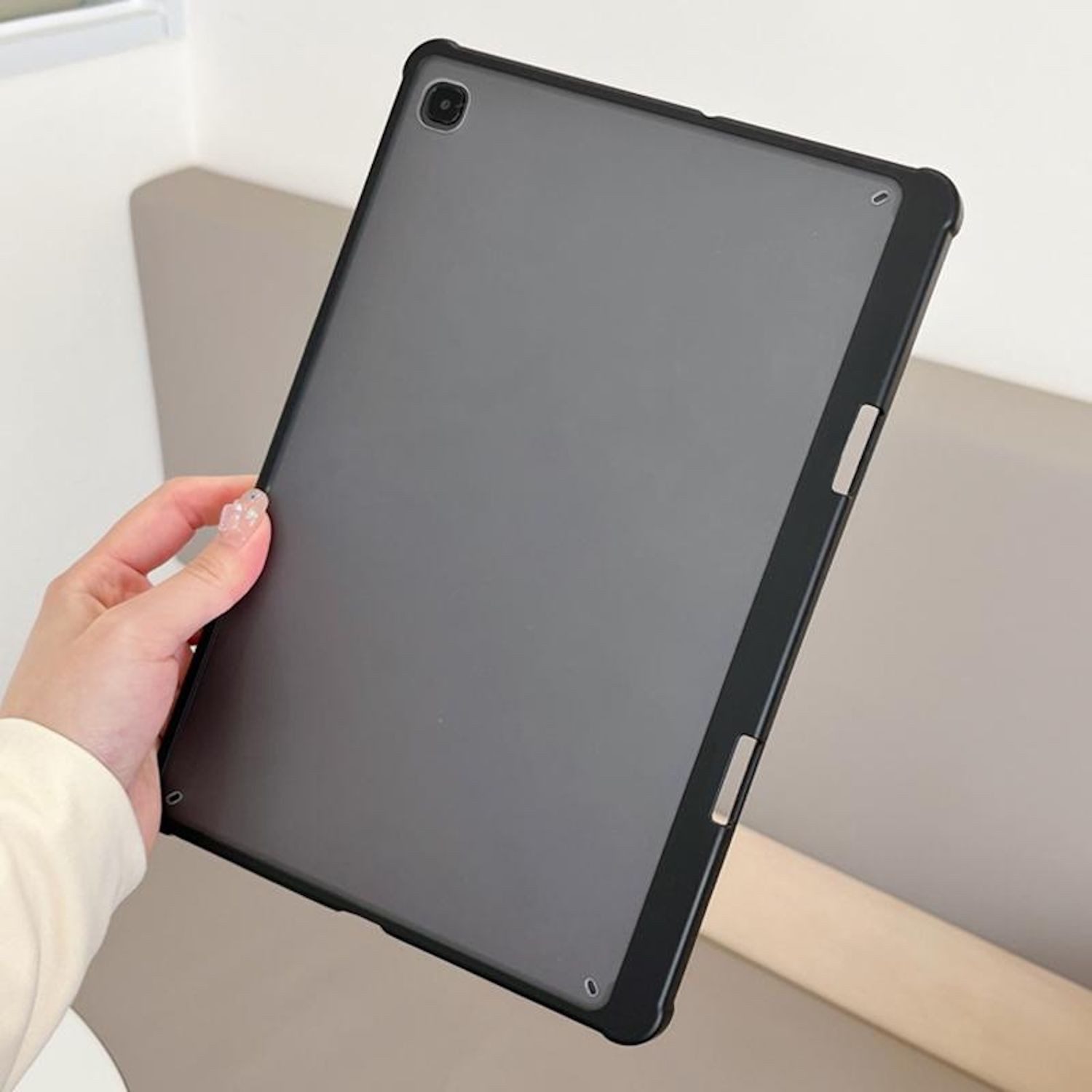 Wigento Tablet-Hülle Für Samsung Galaxy Tab S10 Plus Frosted Hybrid Hülle Schwarz, Mattierte Tablet Hülle mit integriertem Stifthalter