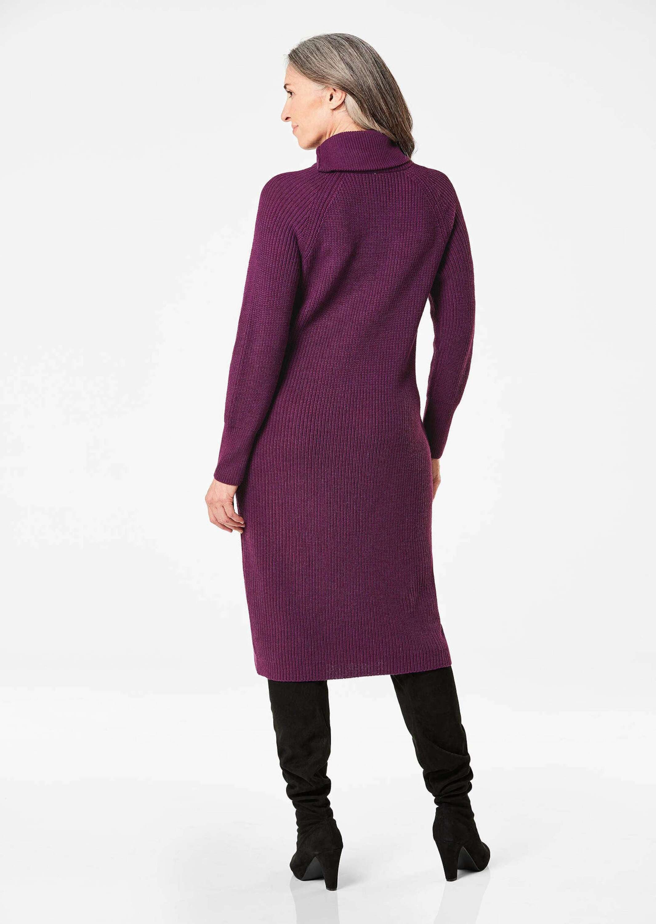 GOLDNER Strickkleid Strickkleid mit asymmetrischem Kragen Unifarbenes Modell mit besonderem Kragenakzent – Bild 3 von 5