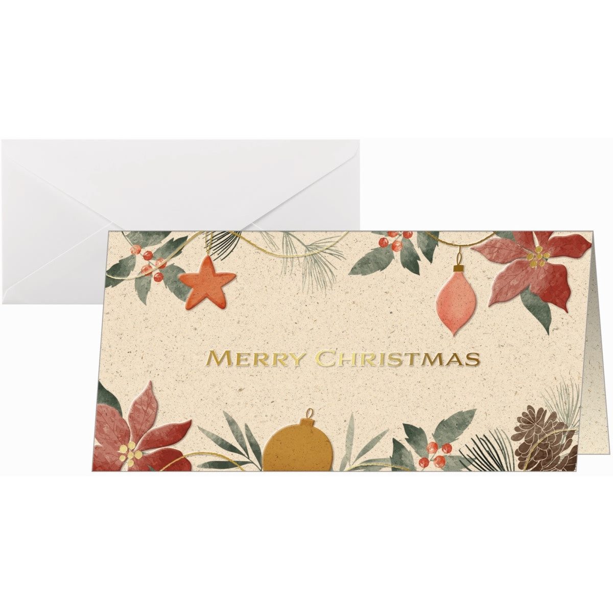 Sigel Klappkarte Weihnachtskarte DL 240g 10+10 Stück Christmas Art Goldprägung