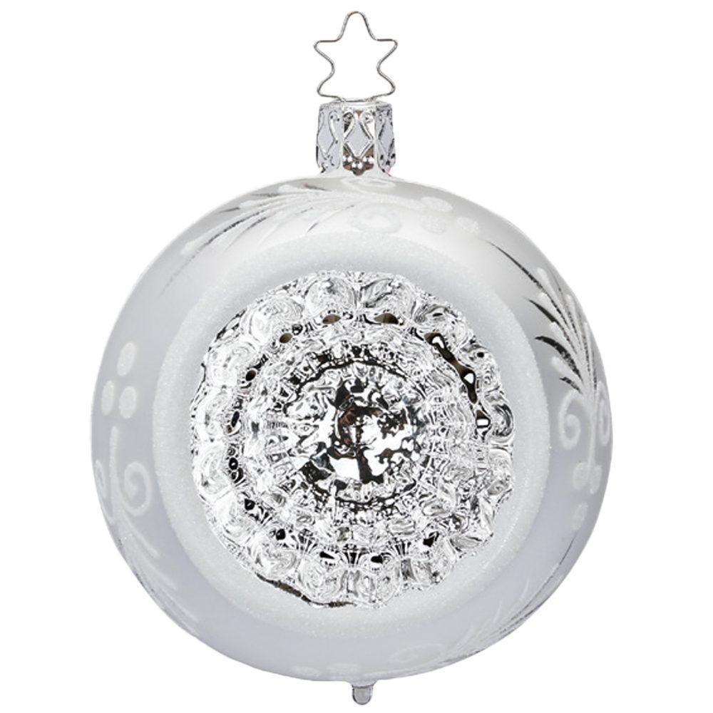 (1 Weihnachtsbaumkugel St), INGE-GLAS® mundgeblasen, silber handbemalt Reflexkugel traditionell