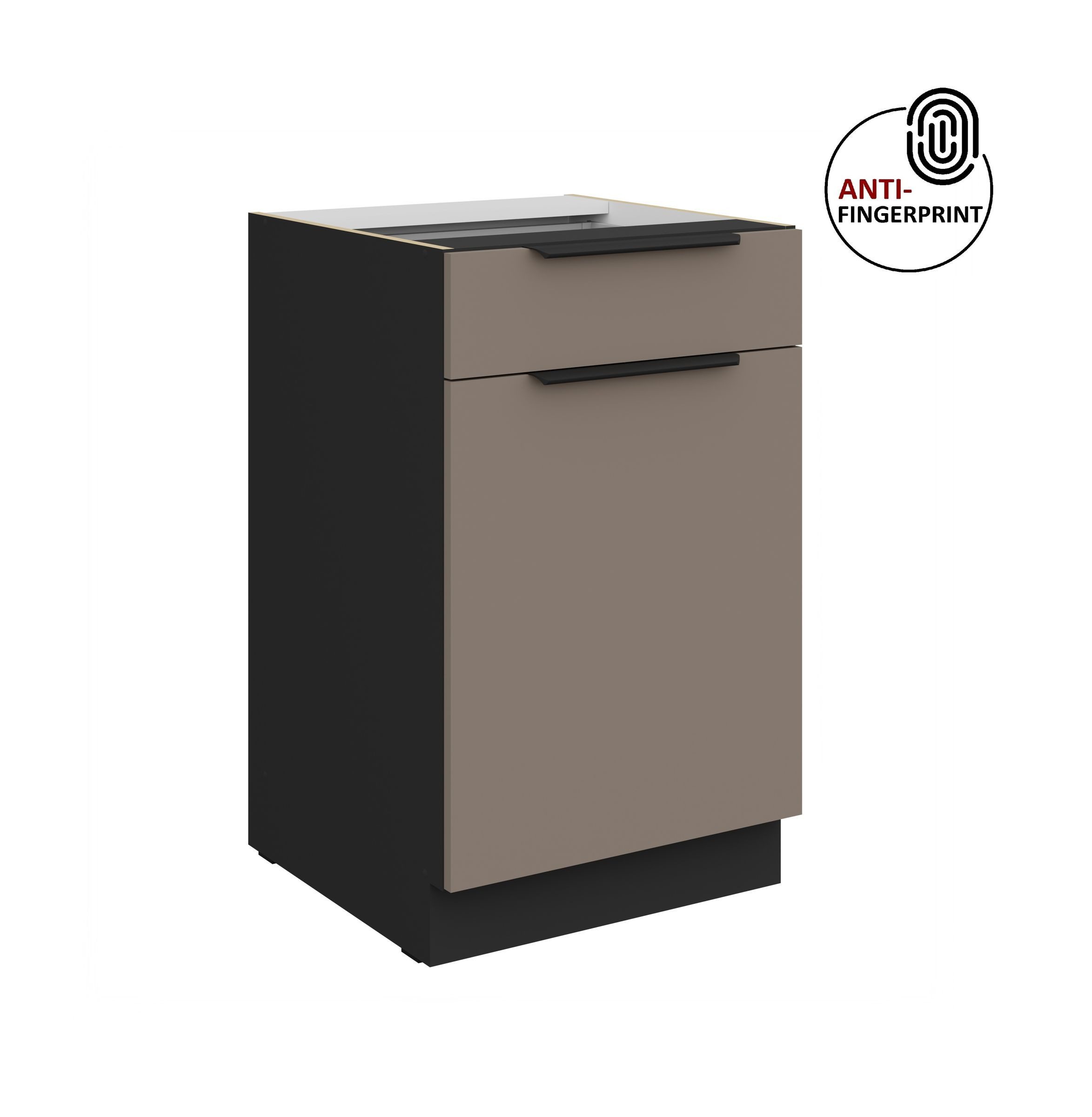 Küchen-Preisbombe Unterschrank 50 cm Küche ARIA Sandgrau ultra matt Anti Fi günstig online kaufen