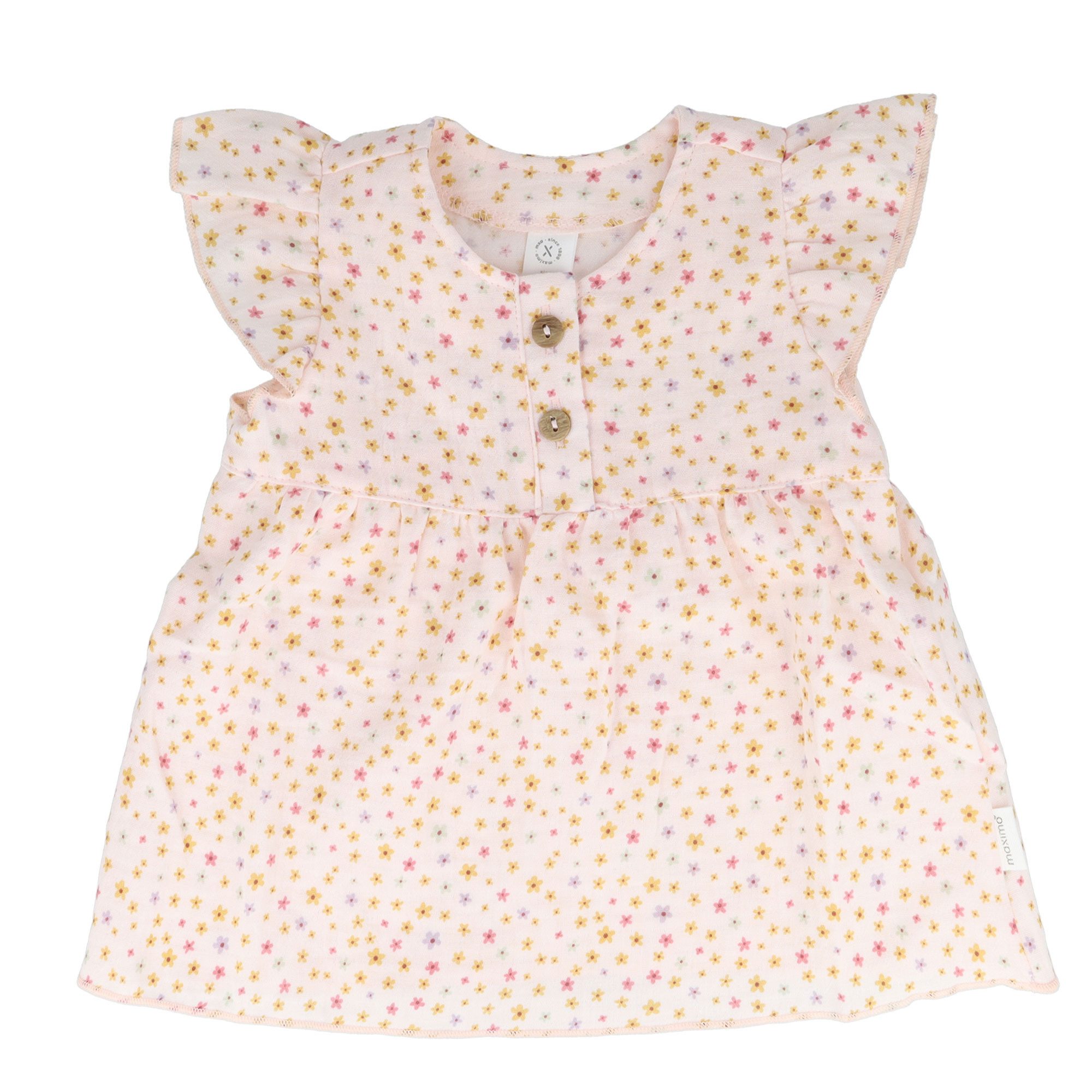 MAXIMO Shirttop (1-tlg) rosa, Blümchen, Musselin, Holzknöpfe, Baby Girl