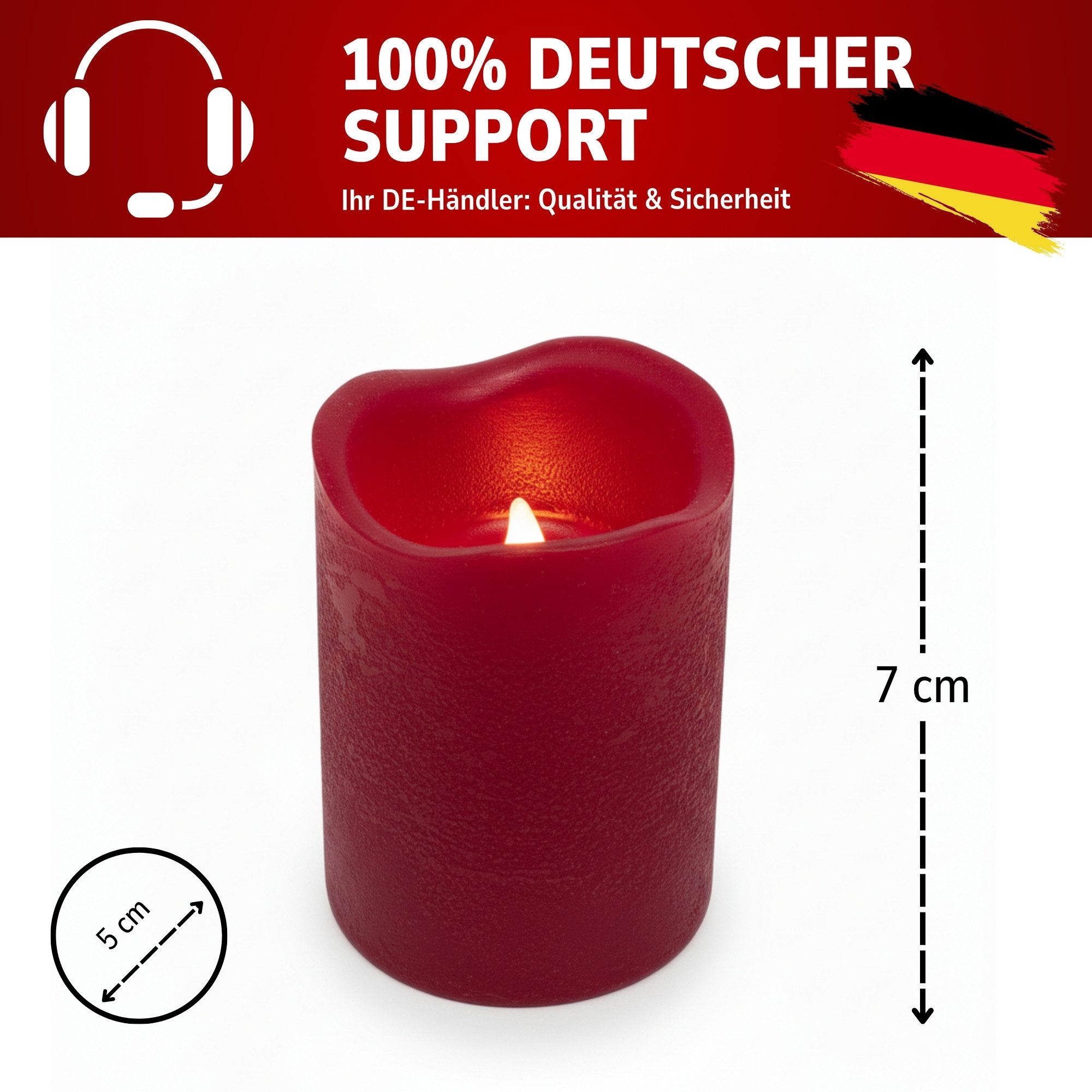 ToCi LED-Kerze 4x LED Echtwachs-Kerze in Dunkelrot Timer Ø 5 x 7 cm günstig online kaufen