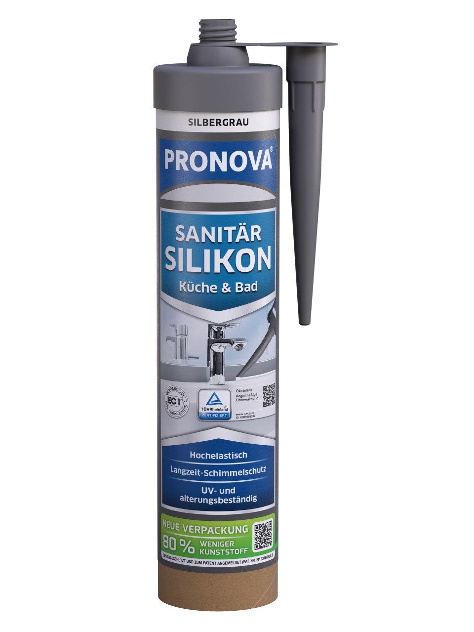 Silikon PRONOVA ECO Sanitär Silikon 280 ml silbergrau