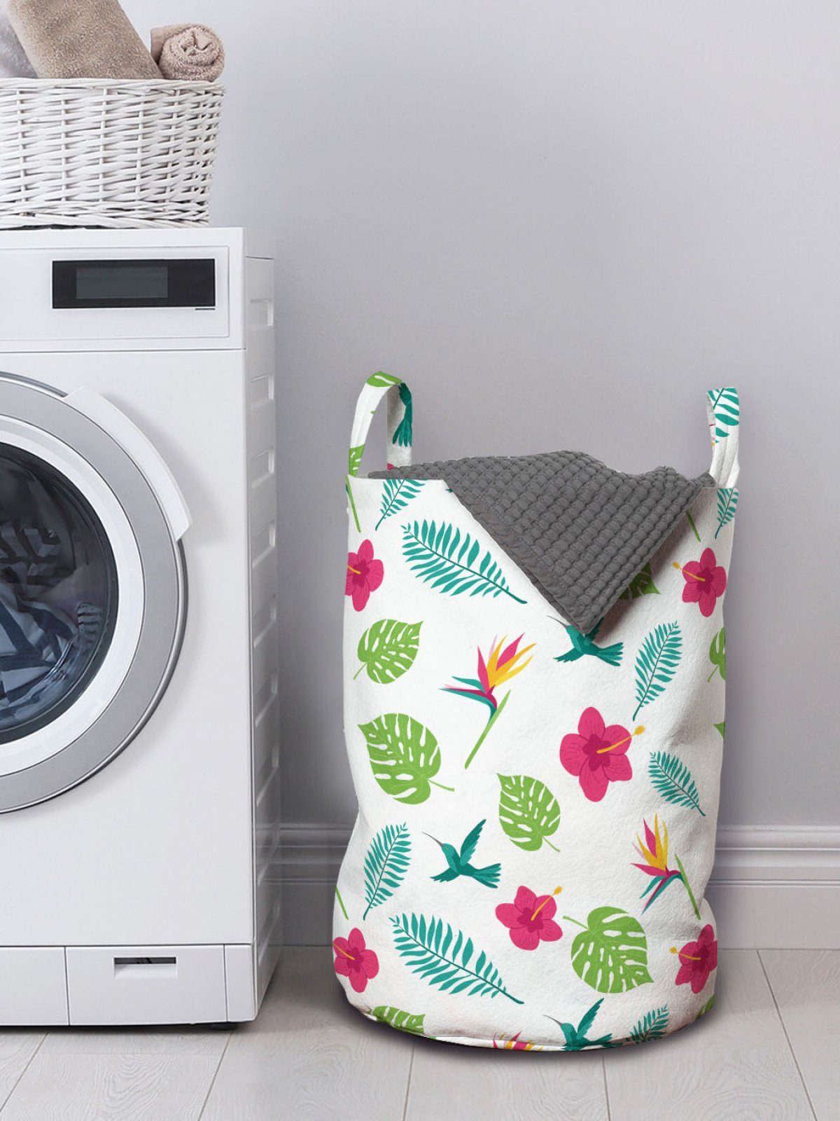 Abakuhaus Monstera Kordelzugverschluss Floral Konzept Griffen Hawaii für Waschsalons, Wäschekorb Wäschesäckchen Fern mit