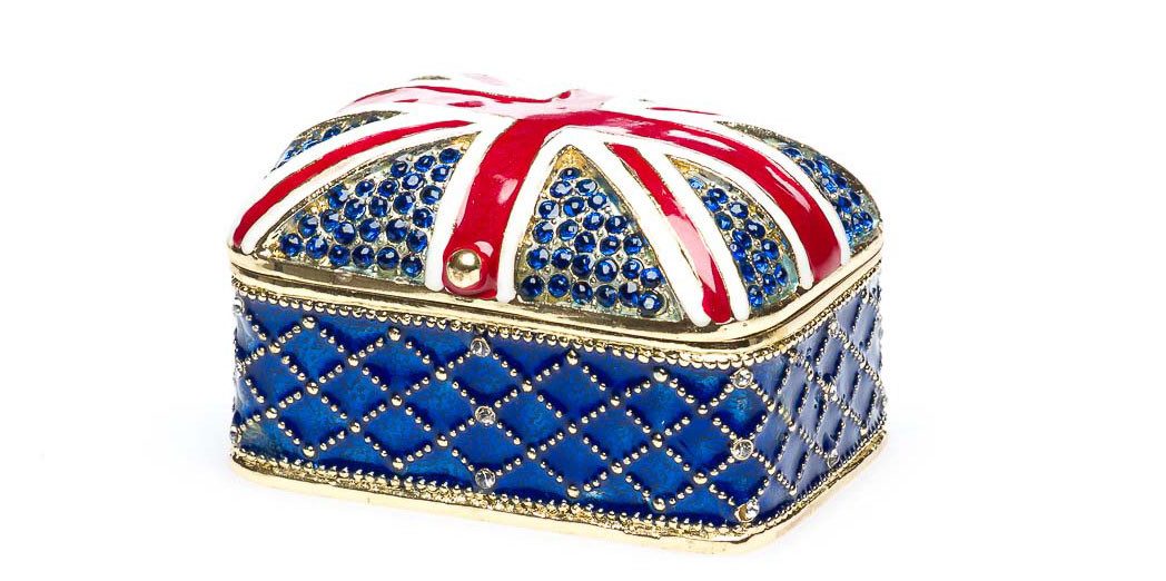 Aubaho Dekoobjekt Schmuckschatulle Englische Flagge Pillendose England Schmuckdose jewel